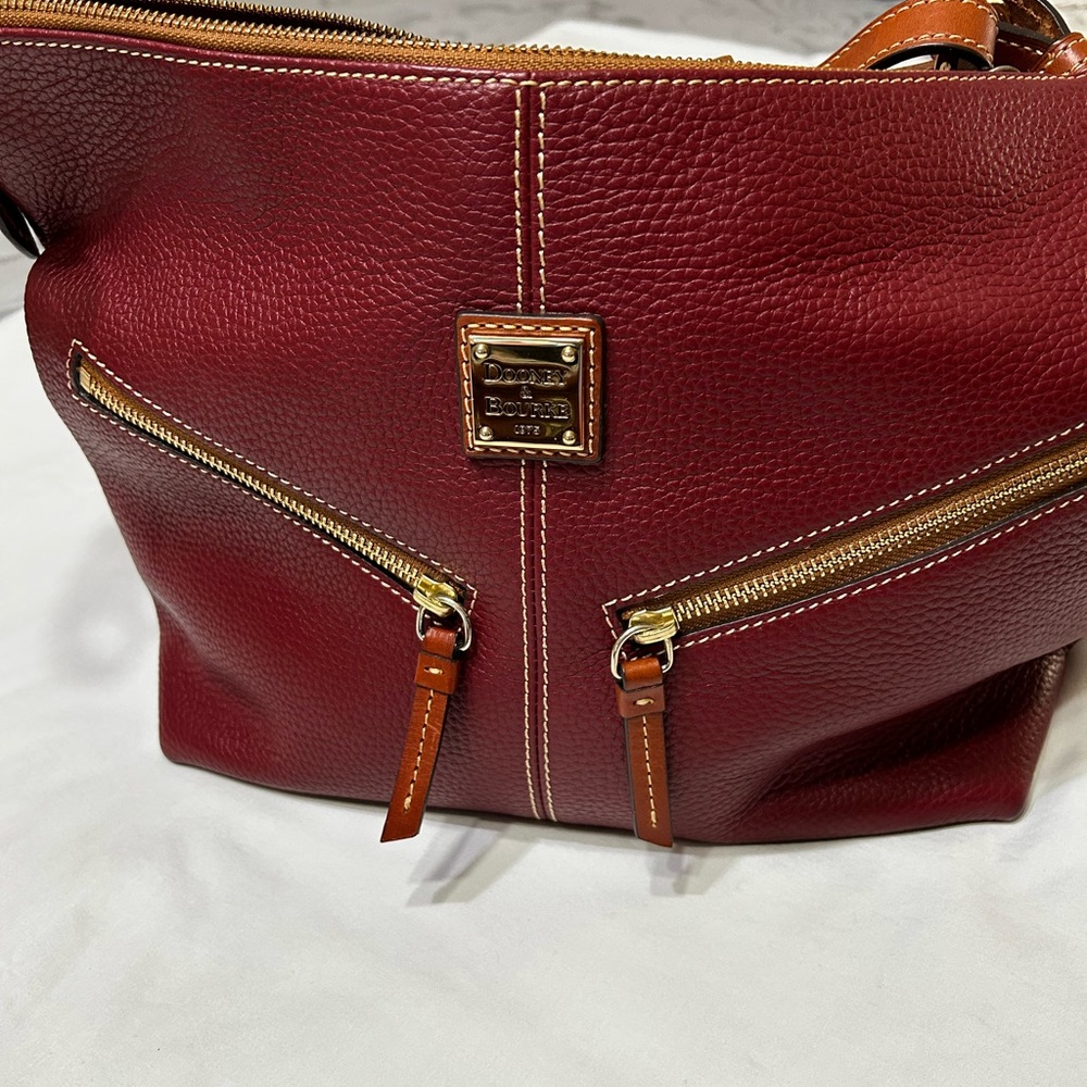 Dooney & Bourke Cranberry and Camel Leather Shoulder Bags